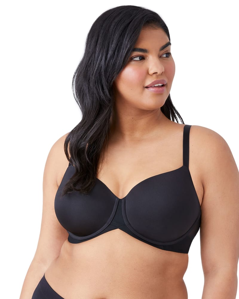 Front of a model wearing a size 38G Ultimate Side Smoother Contour in Black by Wacoal. | dia_product_style_image_id:304103